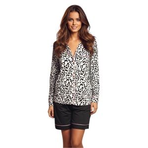 Victoria’s Secret XL Black White Animal Print Button Up Pajama Top (Top Only)